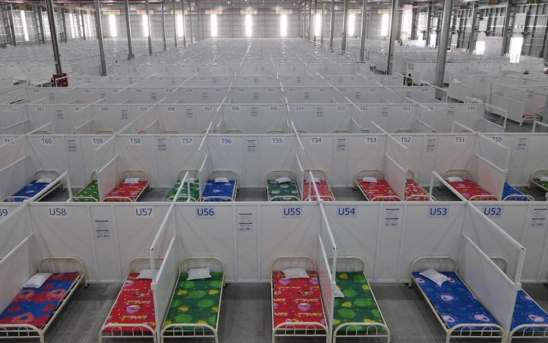 Bên trong khu điều trị bệnh nhân Covid-19 Thới Hòa.