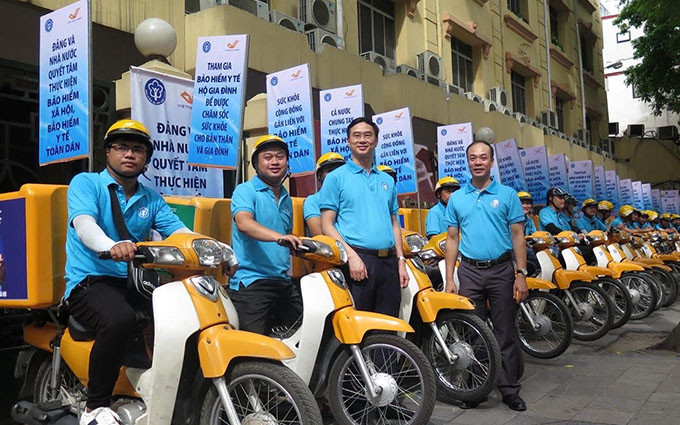 Ra quân hưởng ứng Ngày Bảo hiểm y tế Việt Nam (Ảnh: Phạm Linh).