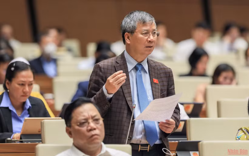 Đại biểu Nguyễn Anh Trí (Hà Nội) phát biểu thảo luận tại hội trường. (Ảnh: DUY LINH)