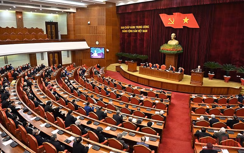 Quang cảnh Hội nghị gặp mặt các đồng chí nguyên lãnh đạo cấp cao của Đảng, Nhà nước. (Ảnh: ĐĂNG KHOA)