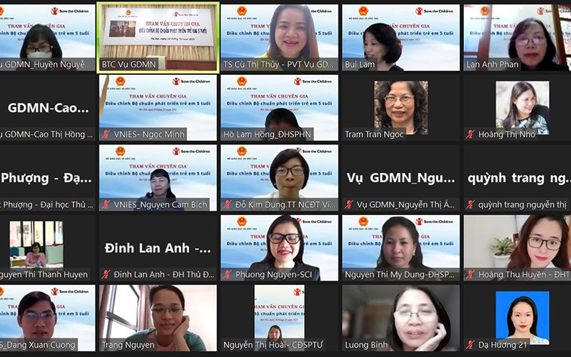 Hội thảo tham vấn chuyên gia về điều chỉnh bộ chuẩn phát triển trẻ em 5 tuổi được tổ chức theo hình thức trực tuyến.