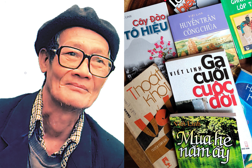 Nhà văn Viết Linh và các tác phẩm của ông. (Ảnh: NXB Kim Đồng)