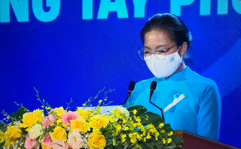 Chủ tịch Hội Liên hiệp Phụ nữ Việt Nam Hà Thị Nga phát biểu tại sự kiện.