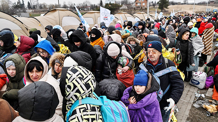 Người tị nạn Ukraine tại một khu lều tạm ở Ba Lan. Ảnh: GETTY IMAGES