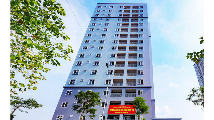 Tòa nhà tái định cư Đền Lừ 3, nơi cách ly, điều trị bệnh nhân Covid-19.