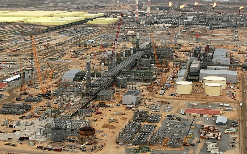 Một góc công trường xây dựng trên mỏ dầu Tengiz, phía tây bắc Kazakhstan. (Ảnh: Tengizchevroil)