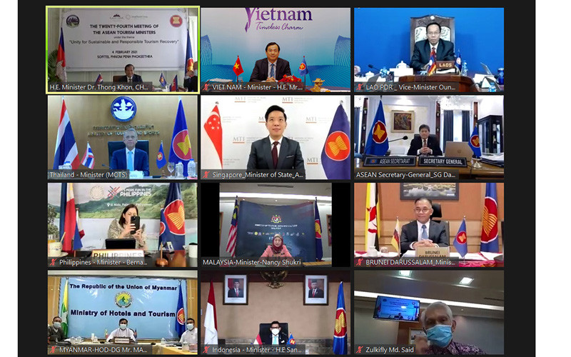 Hội nghị trực tuyến Bộ trưởng Du lịch ASEAN lần thứ 24 (Ảnh: TCDL)