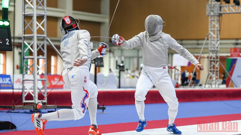 Những pha đánh nhanh như "điện xẹt" của kiếm thủ Vũ Thành An. (Ảnh: THÀNH ĐẠT)