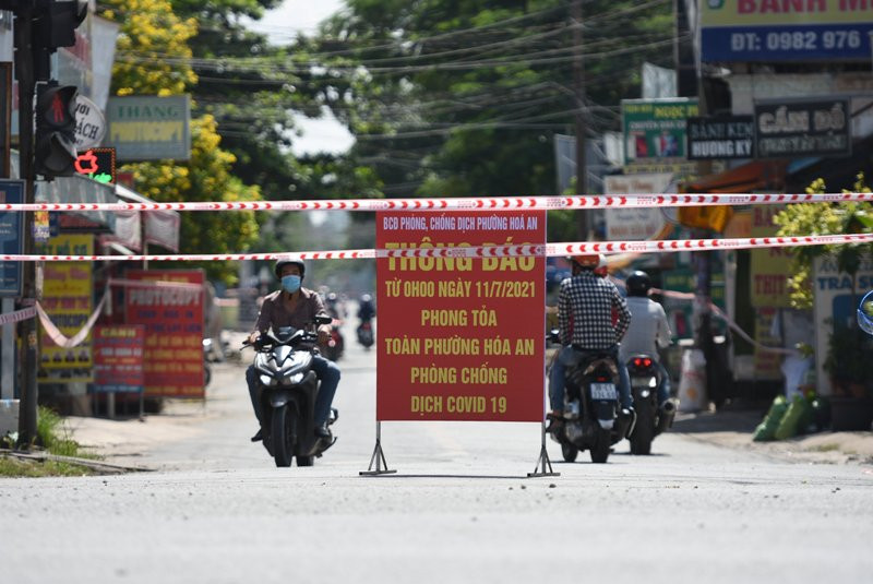 Khu vực phong tỏa tại phường Hóa An, thành phố Biên Hòa, tỉnh Đồng Nai.