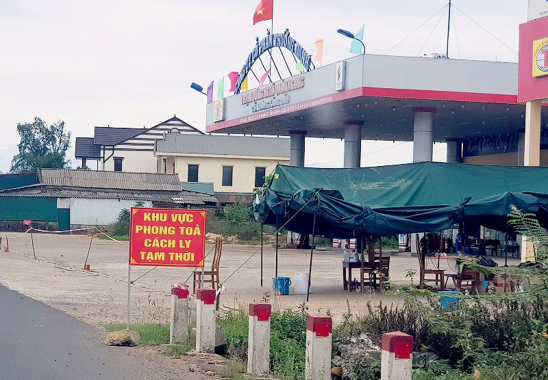 Chốt phong tỏa tại làng Hà Thanh, xã Gio Châu, huyện Gio Linh.
