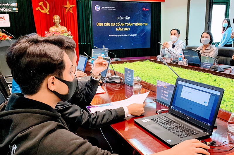 Diễn tập ứng cứu sự cố an toàn thông tin tại trụ sở Viettel Hải Phòng.