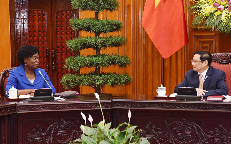 Thủ tướng Chính phủ Phạm Minh Chính tiếp bà Victoria Kwakwa, Phó Chủ tịch WB phụ trách khu vực Đông Á và Thái Bình Dương.