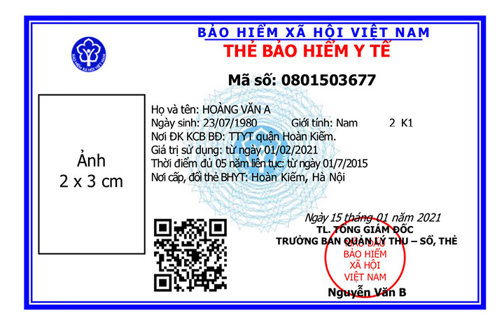 Thẻ bảo hiểm y tế theo mẫu mới (Ảnh: VSS).