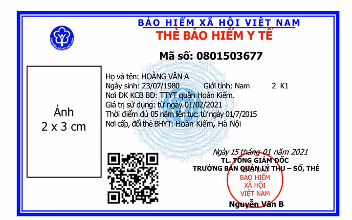 Thẻ bảo hiểm y tế theo mẫu mới (Ảnh: VSS).