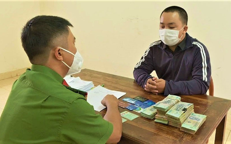 Đối tượng Phạm Vũ Quang Trường tại cơ quan công an.