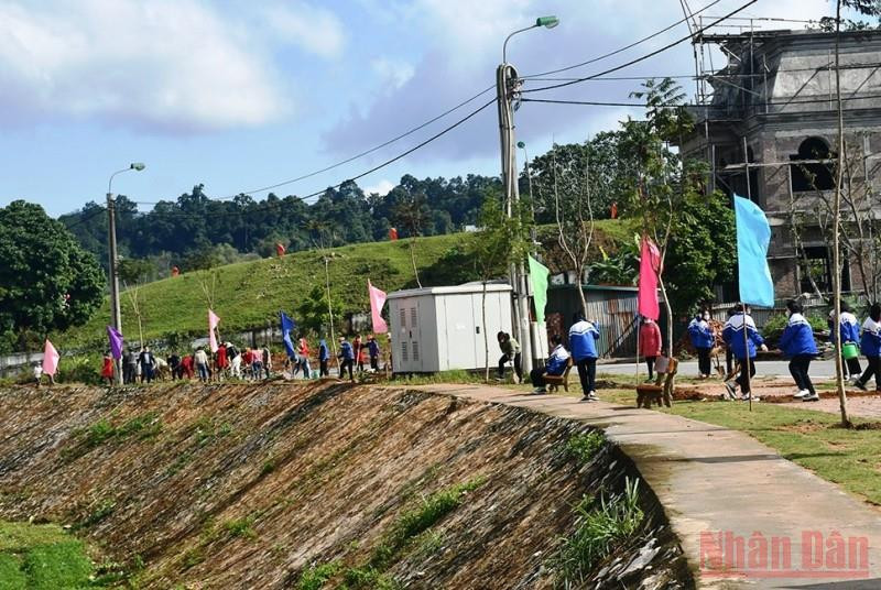 Ra quân trồng cây đầu Xuân ở thành phố Lào Cai.