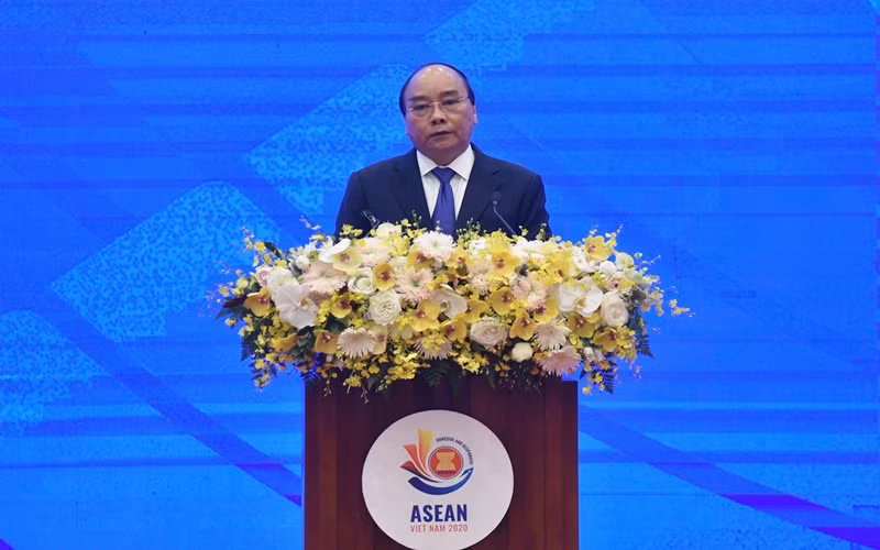 Thủ tướng Nguyễn Xuân Phúc tại Lễ bế mạc Hội nghị cấp cao ASEAN lần thứ 37 và các hội nghị cấp cao liên quan. (Ảnh: TRẦN HẢI)