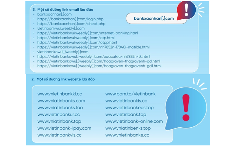 Khách hàng cần cảnh giác trước những đường link website và email lừa đảo. 