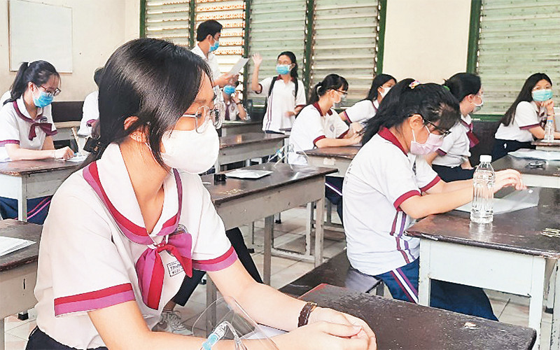 Học sinh thành phố Hồ Chí Minh tham gia kỳ thi tốt nghiệp Trung học phổ thông quốc gia năm 2021.
