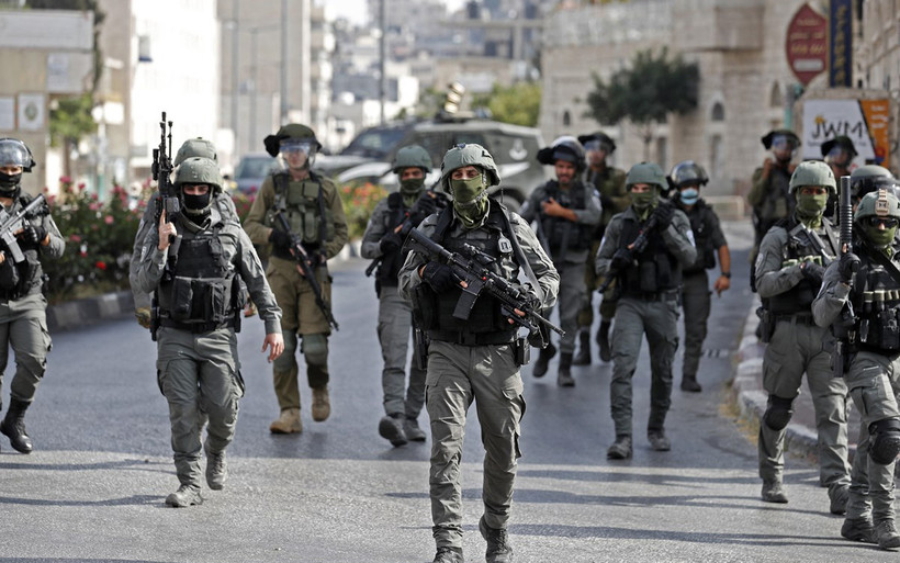 Lực lượng an ninh Israel được triển khai trong cuộc xung đột với người biểu tình Palestine tại thành phố Bethlehem, Khu Bờ Tây ngày 10/9. (Ảnh: AFP/TTXVN)