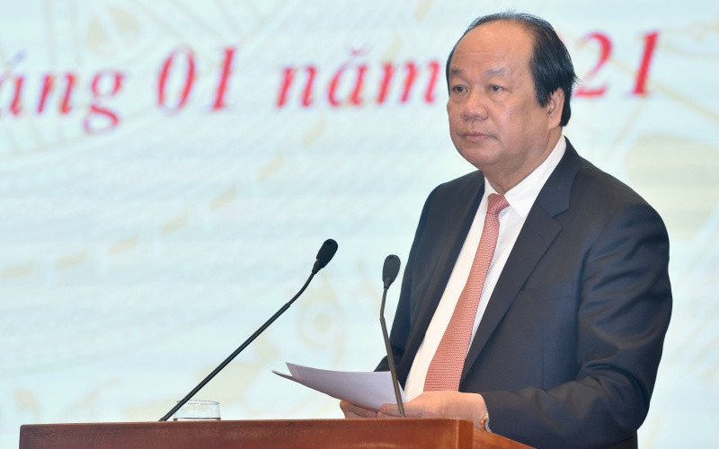 Bộ trưởng, Chủ nhiệm Văn phòng Chính phủ Mai Tiến Dũng phát biểu tại họp báo.