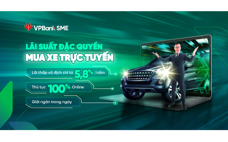 Chương trình khuyến mãi “Lãi suất đặc quyền, mua xe trực tuyến” của VPBank.