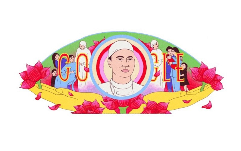Google Doodle kỷ niệm 110 năm ngày sinh Giáo sư, Bác sĩ Tôn Thất Tùng. (Ảnh: Google)