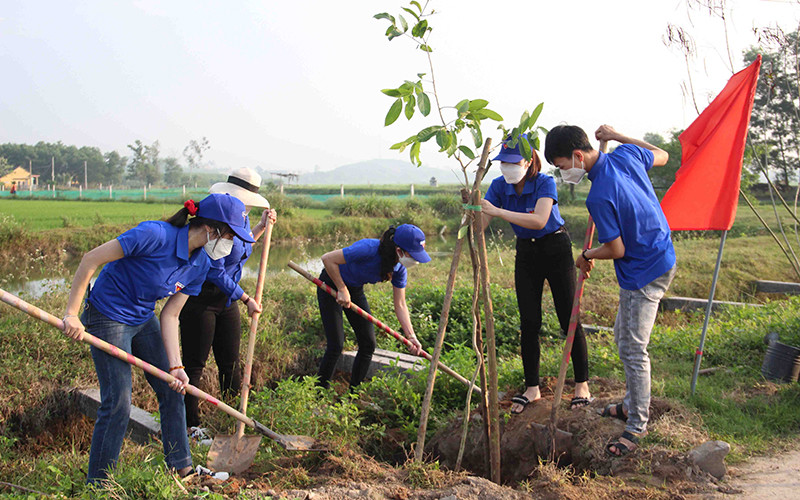 Đoàn viên, thanh niên trồng cây xanh.