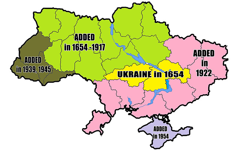Bản đồ lãnh thổ Ukraine qua các thời kỳ lịch sử. Nguồn: Wikipedia common
