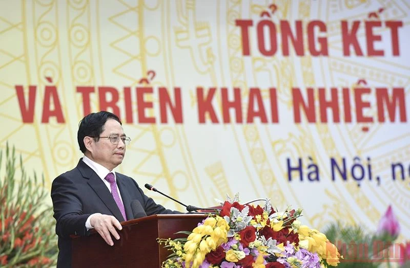 Thủ tướng Phạm Minh Chính phát biểu chỉ đạo. (Ảnh: TRẦN HẢI)