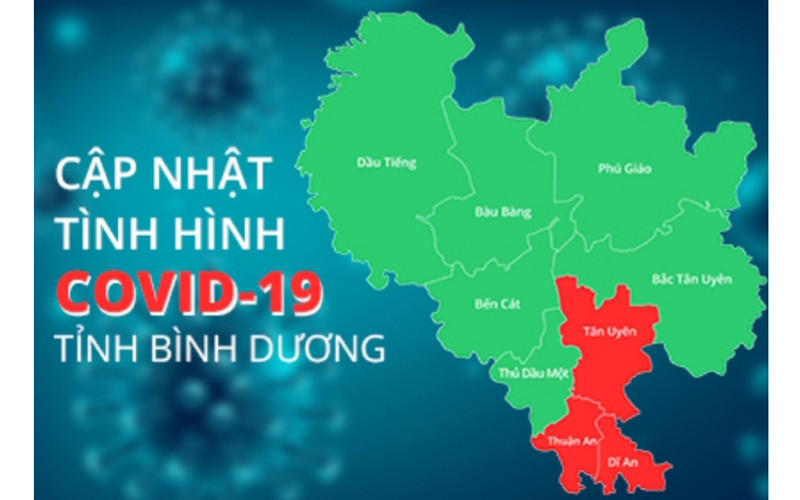 Bản đồ Covid-19 tỉnh Bình Dương. (Ảnh Cổng thông tin điện tử Bình Dương)