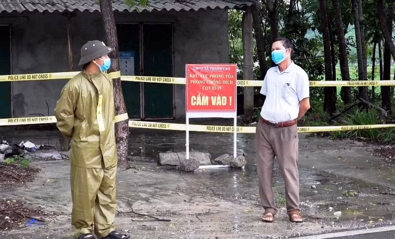 Khu phong tỏa thuộc xã Thanh Cao, huyện Lương Sơn, trước ngày dừng giãn cách xã hội.