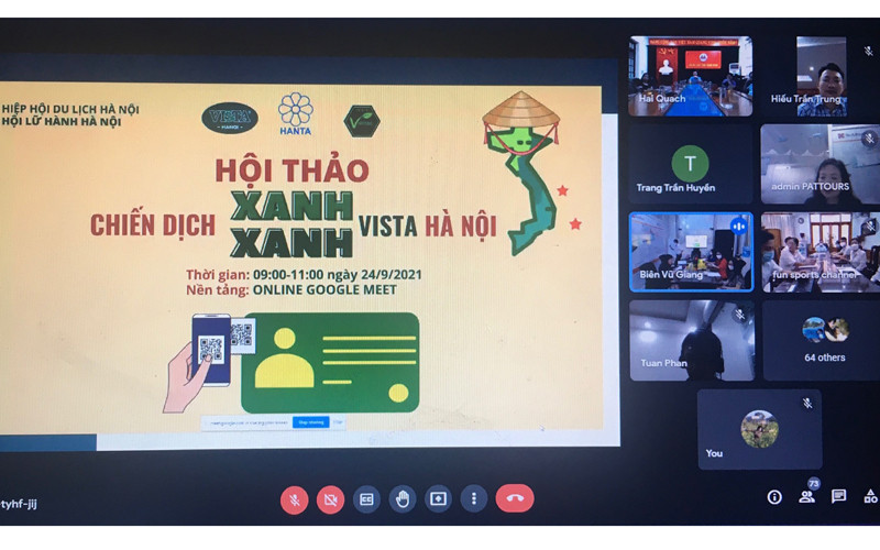 Hội thảo được tổ chức theo hình thức trực tuyến, thu hút sự tham gia của nhiều người hoạt động trong lĩnh vực du lịch. (Ảnh: Trang Anh)