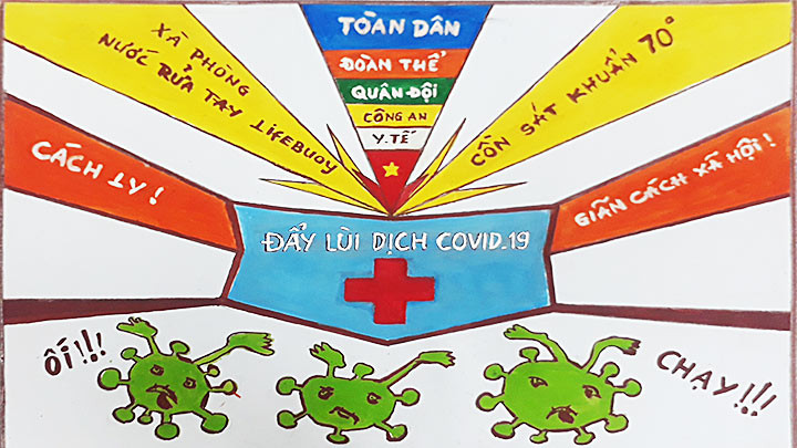 Quyết tâm chống dịch. Tranh: NGUYỄN THƠM