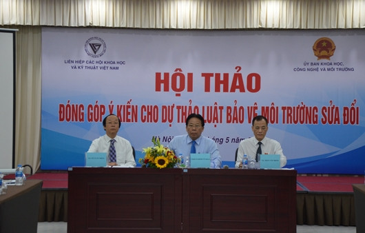 Phó Chủ tịch Liên hiệp các Hội Khoa học và Kỹ thuật Việt Nam Nghiêm Vũ Khải, Thứ trưởng Tài Nguyên và Môi trường Võ Tuấn Nhân, Phó Chủ nhiệm Ủy ban Khoa học, Công nghệ và Môi trường của Quốc hội Trần 