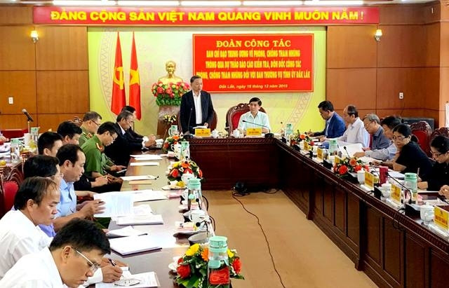 Ban Chỉ đạo T.Ư về phòng, chống tham nhũng làm việc tại Đắk Lắk. 