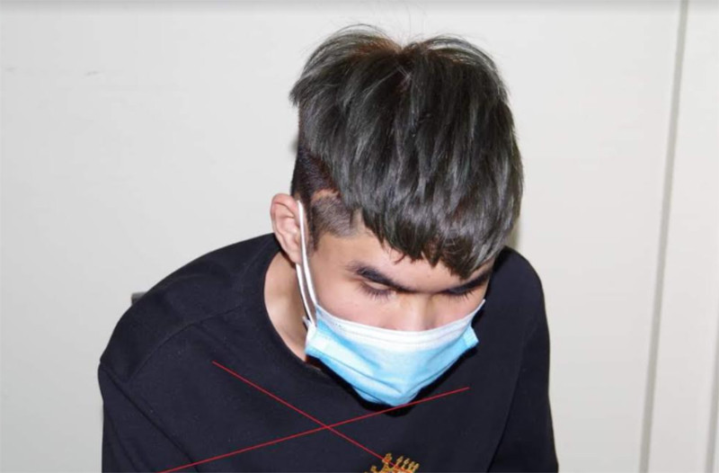 Đối tượng Hùng tại cơ quan điều tra.