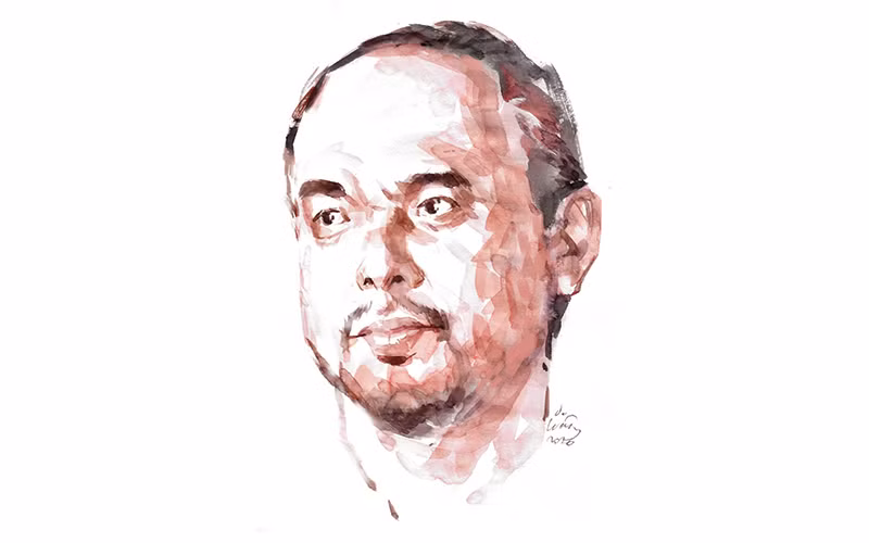 Ký họa chân dung NST Trần Hậu Tuấn của họa sĩ Đỗ Hoàng Tường.