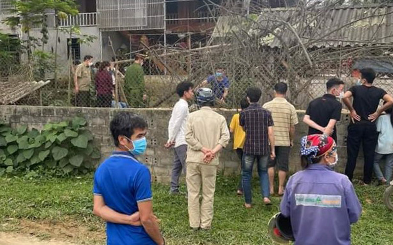 Hiện trường vụ án mạng tại xã Minh Xuân, huyện Lục Yên.