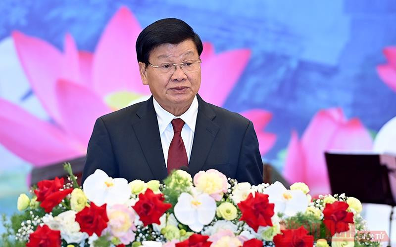 Tổng Bí thư, Chủ tịch nước Lào Thongloun Sisoulith đọc diễn văn đáp từ. Ảnh: Đăng Khoa.