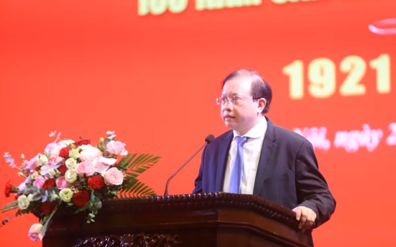 Thứ trưởng Văn hóa, Thể thao và Du lịch Tạ Quang Đông phát biểu tại Lễ kỷ niệm.