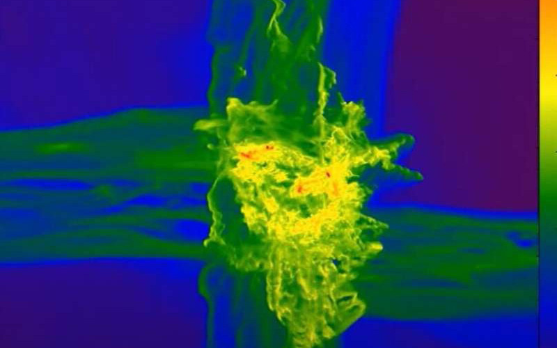 Mô phỏng siêu máy tính về sự hình thành của một chuẩn tinh nguyên thủy. (Nguồn: Đại học Portsmouth)