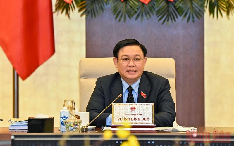 Chủ tịch Quốc hội Vương Đình Huệ phát biểu ý kiến tại phiên họp. (Ảnh: Duy Linh)