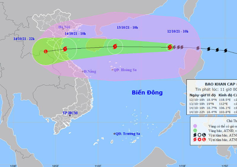 Vị trí và hướng di chuyển của bão số 8. (Nguồn: nchmf.gov.vn)