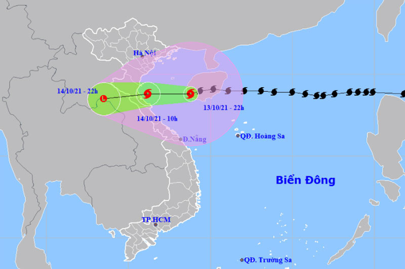 Vị trí và hướng di chuyển của bão số 8. (Nguồn: nchmf.gov.vn)