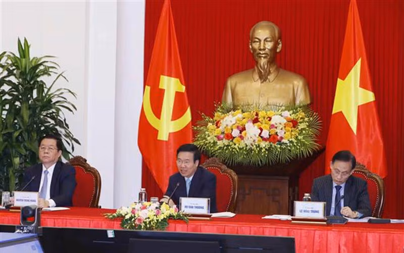 Thường trực Ban Bí thư Võ Văn Thưởng phát biểu. Ảnh: Phương Hoa-TTXVN.