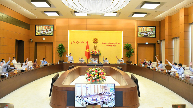 Thông qua Nghị quyết ban hành một số giải pháp về miễn, giảm thuế nhằm hỗ trợ doanh nghiệp, người dân chịu tác động của dịch Covid-19. (Ảnh: Quochoi.vn)