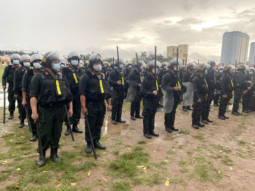 Lực lượng thuộc Bộ Tư lệnh Cảnh sát cơ động sẵn sàng thực hiện công tác bảo đảm an toàn SEA Games 31.