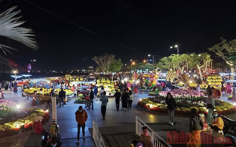 Đường hoa xuân Bạch Đằng thu hút người dân