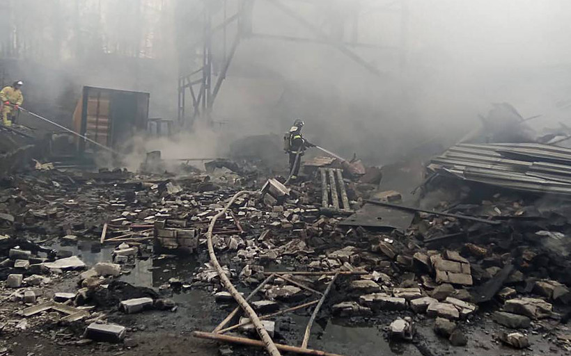 Ảnh: Hiện trường vụ cháy nổ sáng 22/10 tại Ryazan, LB Nga (Nguồn: TASS)